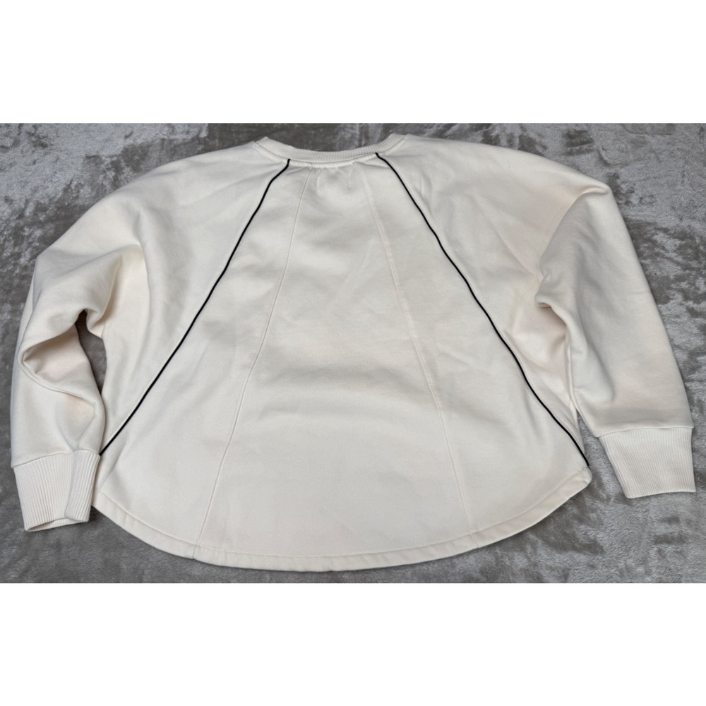 Loft Lou & Grey Piped Elite Fleece Sweatshirt Ivory Black Womens Size M NWOT - Picture 3 of 8